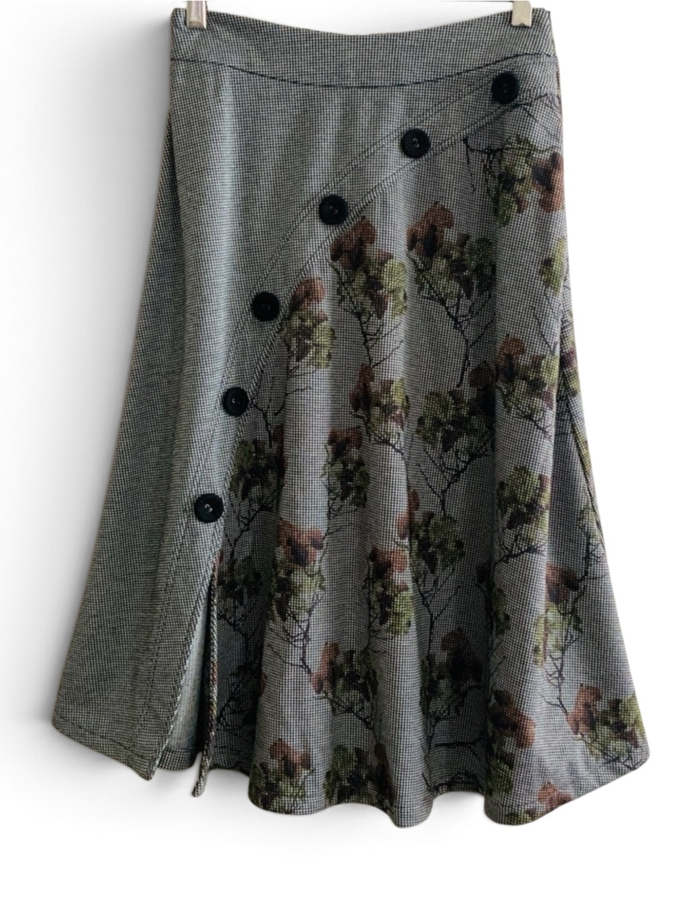 NEW Eva Franco Gwyn A-Line Skirt Herringbone Tea Flower Black Size 0 NWT